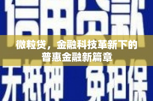 临湘微粒贷，金融科技革新下的普惠金融新篇章
