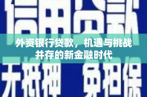 临湘外资银行贷款，机遇与挑战并存的新金融时代