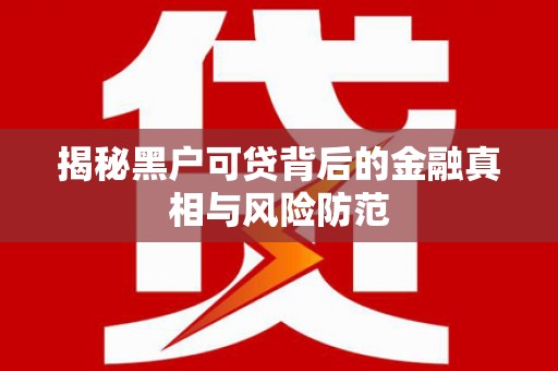 临湘揭秘黑户可贷背后的金融真相与风险防范