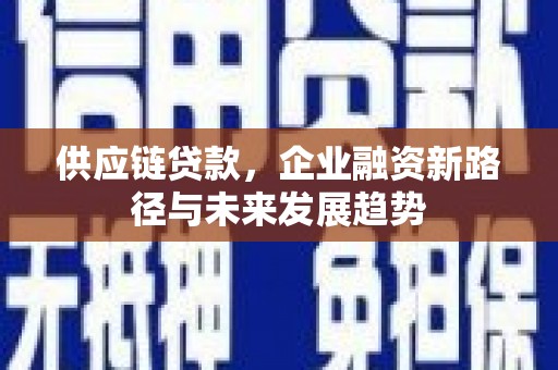 临湘供应链贷款，企业融资新路径与未来发展趋势