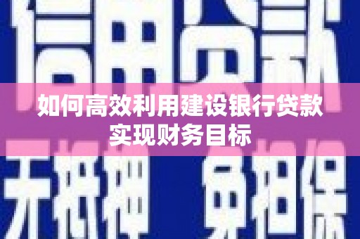 临湘如何高效利用建设银行贷款实现财务目标
