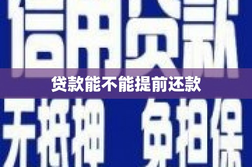 临湘贷款能不能提前还款
