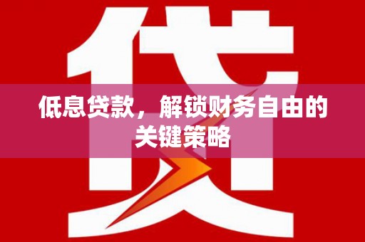 临湘低息贷款，解锁财务自由的关键策略