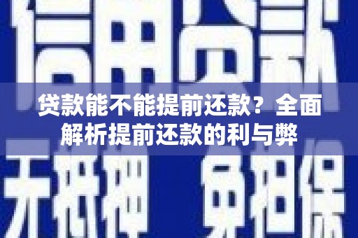 临湘贷款能不能提前还款？全面解析提前还款的利与弊